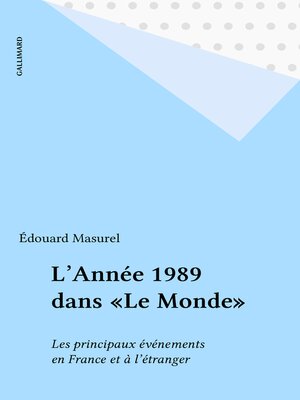 cover image of L'Année 1989 dans «Le Monde»